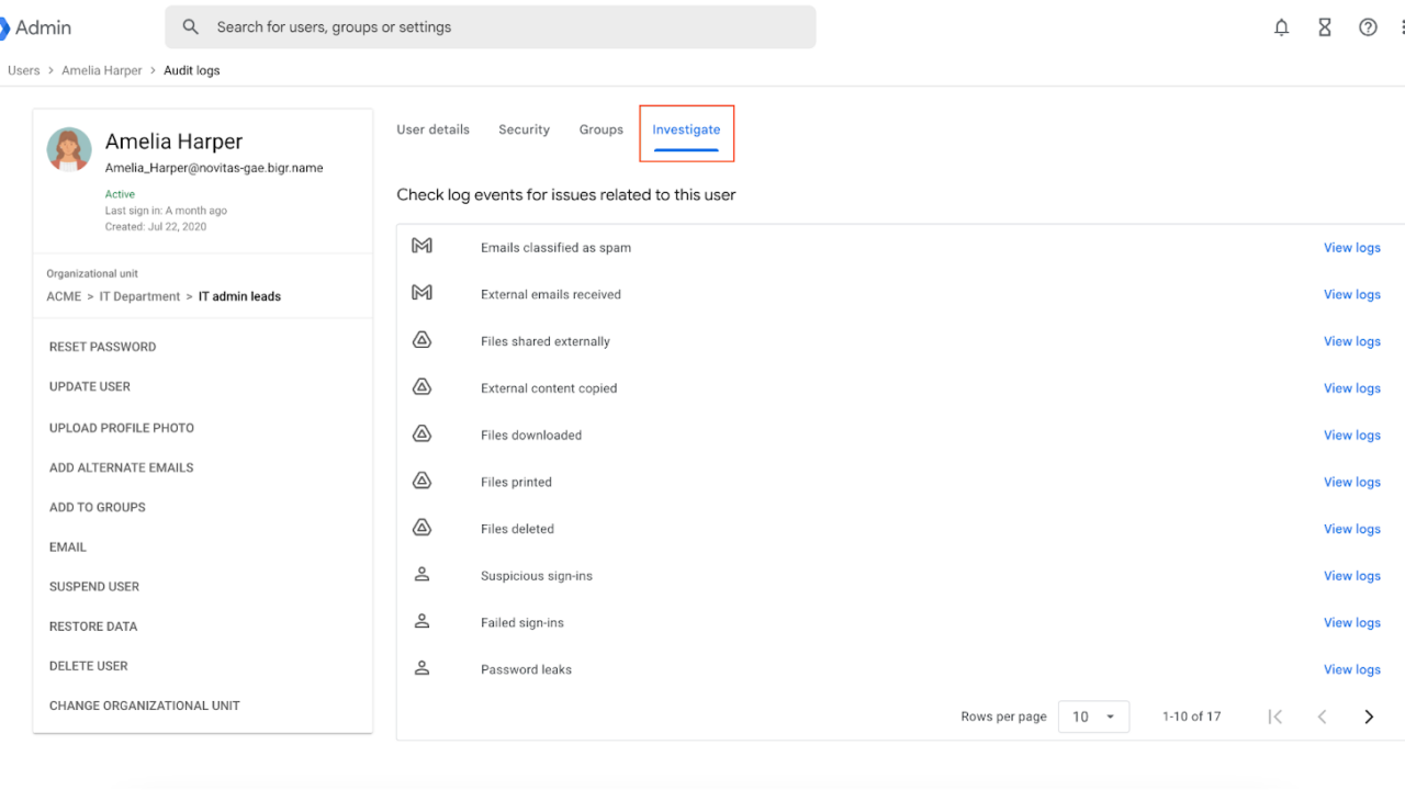 Google Workspace管理者の問題解決がさらに簡単に：「Investigate」、「Security」、「Groups」タブの新設