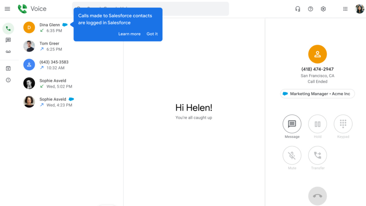 Google VoiceとSalesforceを統合！自動的に通話記録管理が可能に