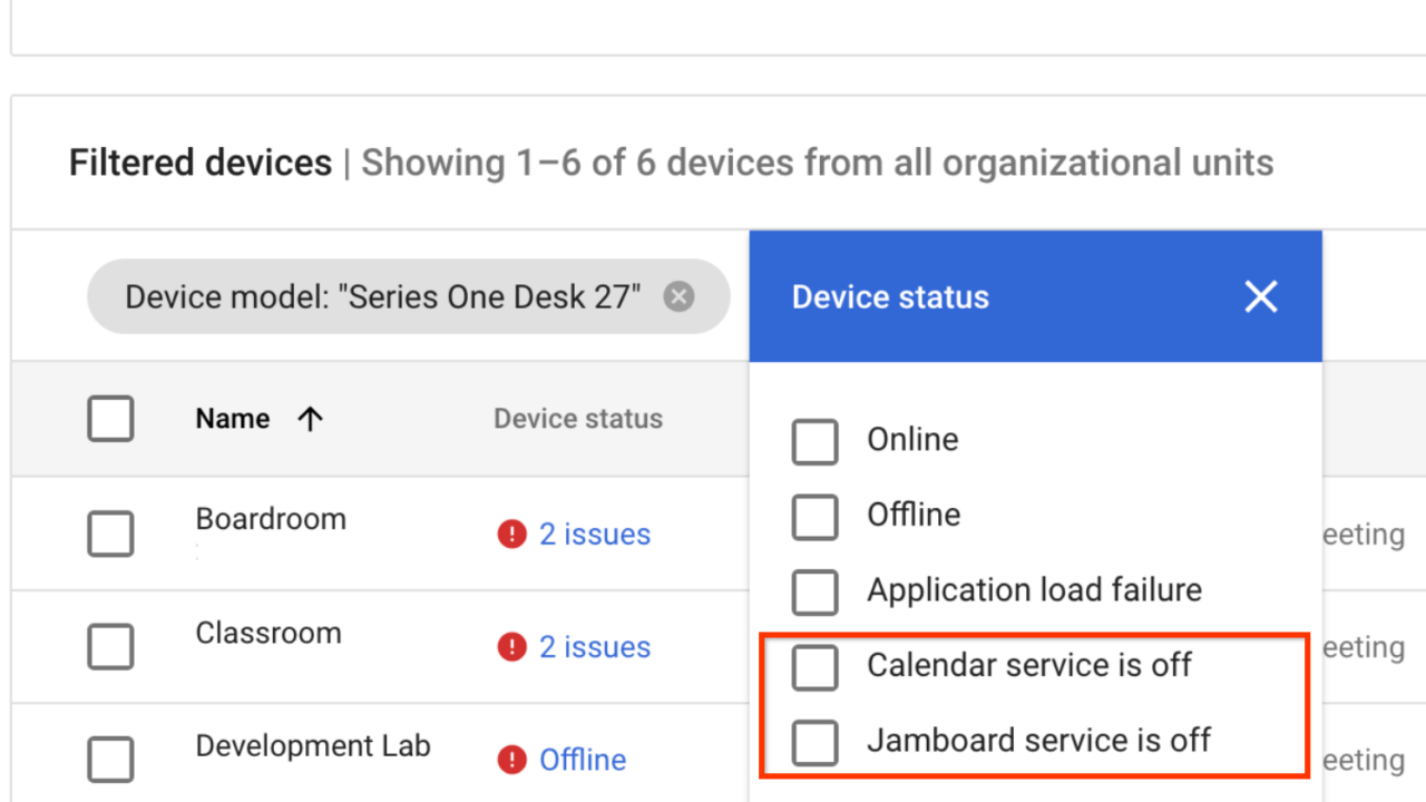 Google MeetハードウェアでカレンダーとJamboardの状態確認が可能に