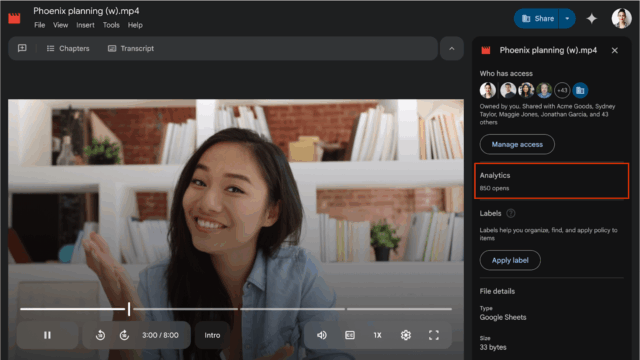 Google ドライブで動画の視聴数が確認できるようになりました