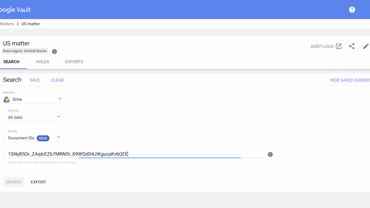 Google VaultがGoogleドライブの検索とエクスポートを強化