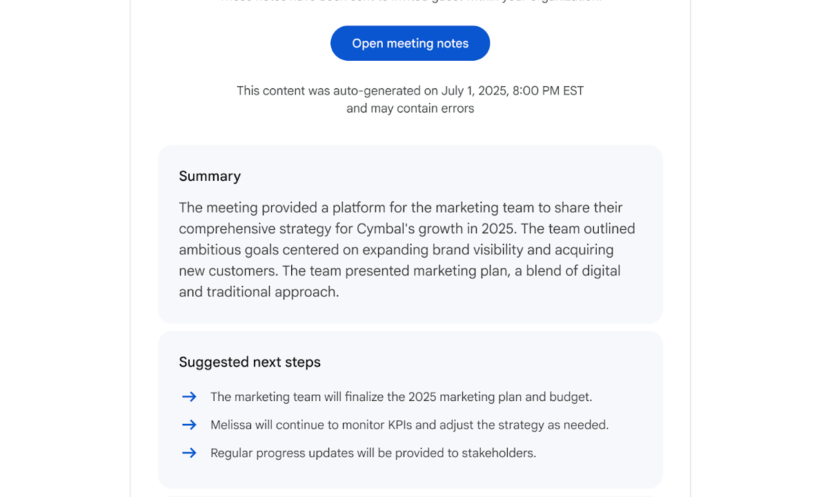 Google Meet の会議後のメール通知がより便利に