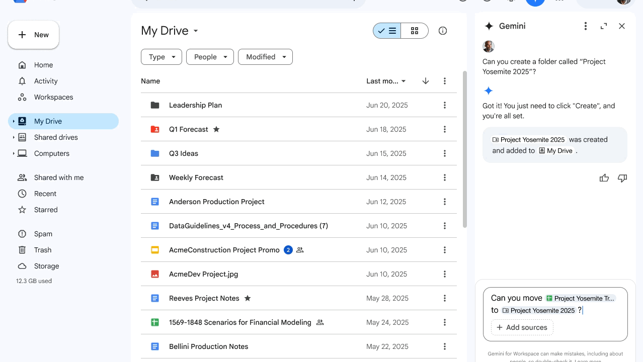 Google DriveでGeminiを使って自然言語でのファイル整理が可能に