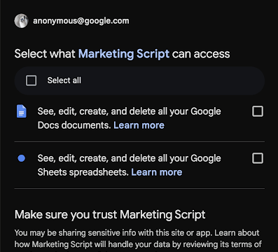 Google Apps Editor アドオンでのより細かいOAuth同意画面が登場