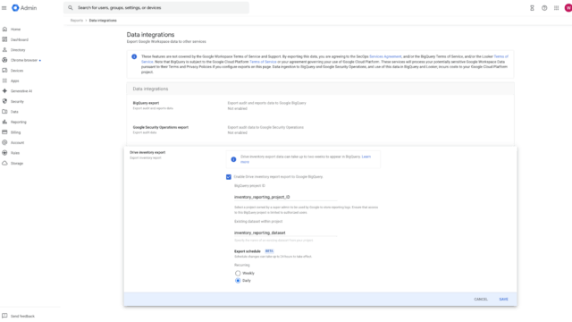 Google Driveのインベントリレポートが毎日エクスポート可能に