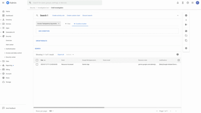 Geminiアプリデータがアクセス透過性と管理機能に対応