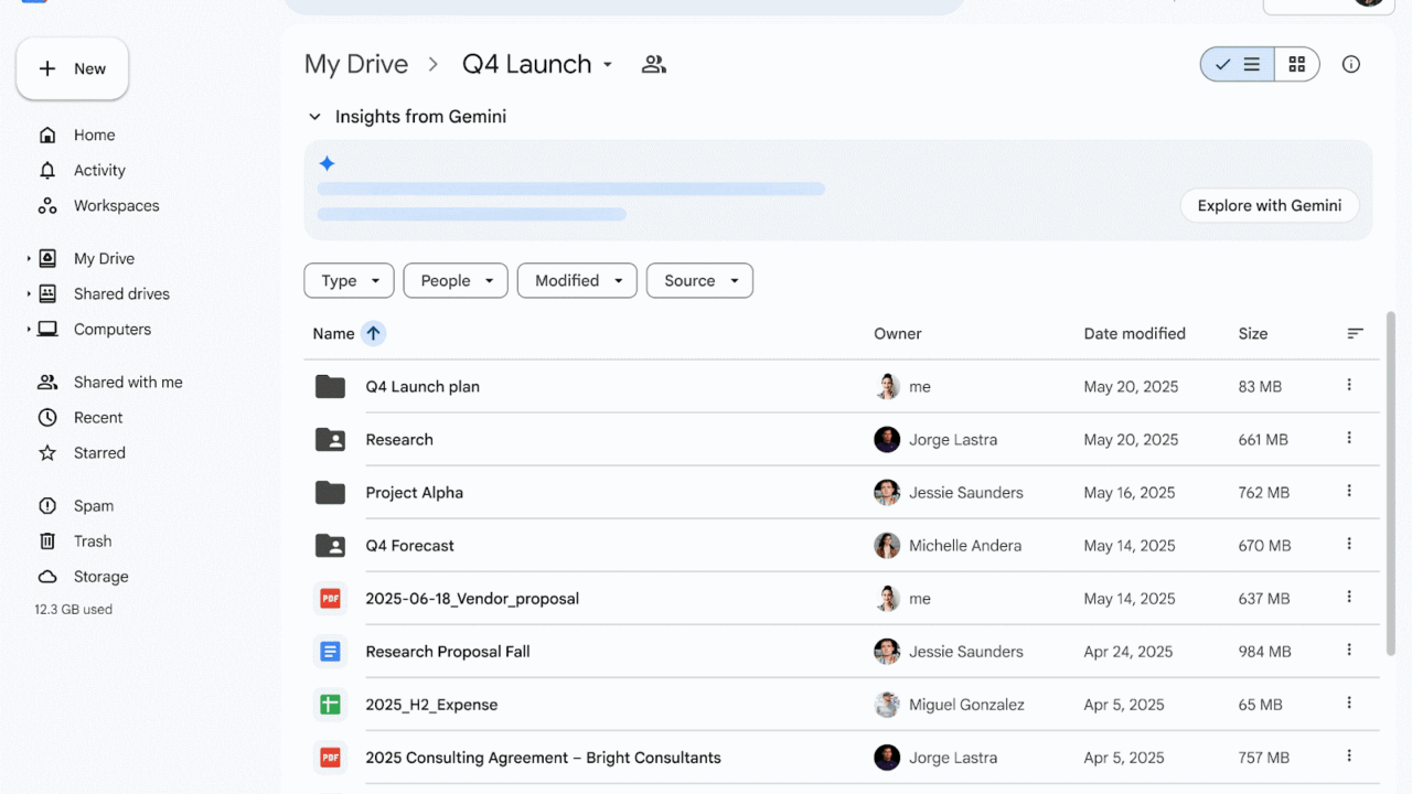 Googleドライブ内のフォルダを一目で把握できるジェミニの新機能が登場