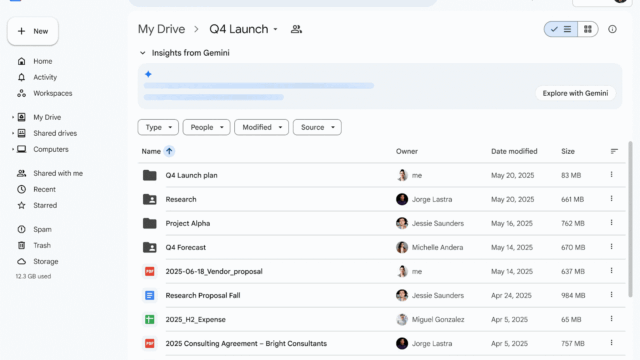 Googleドライブ内のフォルダを一目で把握できるジェミニの新機能が登場