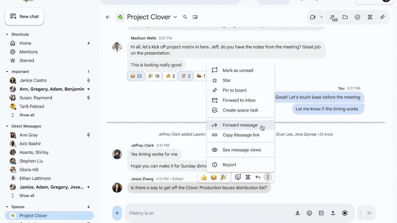 Google Chatでメッセージを転送する新機能が登場